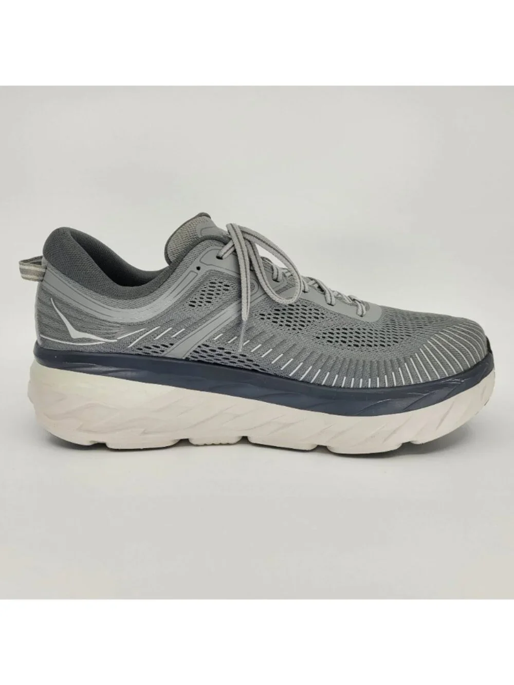 HOKA Bondi 7 Men's Size 11.5 2E Wide Gray Running Shoes NICE & CLEAN